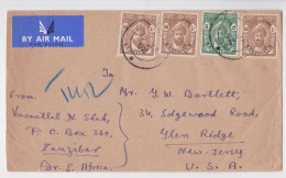 British Zanzibar Lettre Timbre Stamp Air Mail Cover 1952 - Zanzibar (...-1963)