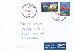 Turkey Cover Sent Air Mail To Denmark 18-3-2013 Topic Stamps - Covers & Documents