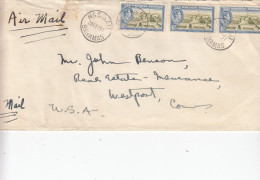 ENV. AFFR. Y&T 3 X 110 OBL. NASSAU Du 20.2.1951 Adressée à WESTPORT CONN. U.S.A. - 1859-1963 Crown Colony