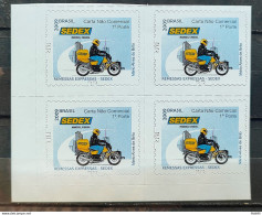 Brazil Regular Stamp RHM 852 Postal Service Sedex Moto Transport Perforation BR 2011 Block Of 4 - Unused Stamps