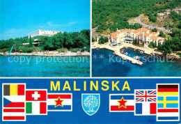 73531492 Malinska Krk Hotel Tamaris Fischerdorf Hafen Nationalflaggen Malinska K - Croatie