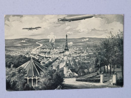 Carte Photo  Les Premier Zeppelin Au Dessus De Paris , Carte De Propagande , Tour Eiffel - Humorísticas