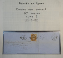 DK2 FRANCE BELLE  LETTRE RARE 1862  PARIS + N°21 PERCé EN LIGNES  .+VU BEHR.DISPERSION DE COLLECTION+ - 1853-1860 Napoleone III