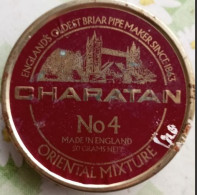 Ancient Empty Metal Tobacco Box CHARATAN No. 4, England's Oldest Briar Pipe Maker, Made In England, Average 10,5 Cm - Boites à Tabac Vides