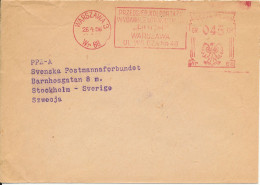 Poland Cover With Red Meter Cancel Warszawa Sent To Sweden 26-4-1956 - Cartas & Documentos