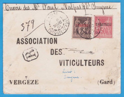 LETTRE RECOMMANDEE LEVANT - TIMBRES TYPE SAGE SURCHARGES YT N° 4 ET 5 - OBLIT. DE 1901 "SMYRNE - TURQUIE D'ASIE" - Lettres & Documents