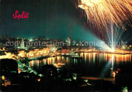 73592210 Split Spalato Hafen Bei Nacht Mit Feuerwerk Split Spalato - Croatie