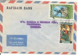 Iraq Air Mail Bank Cover Sent To Denmark Rafidan Bank Baghdad - Iraq