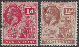 Montserrat. 1922-29 KGV. 1d Red Used. 1½d Brown Used. Mult Script CA W/M SG 66, 69. M3063 - Montserrat