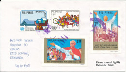 Philippines Air Mail Cover Sent To Denmark POPE And Other Topic Stamps 1-12-1988 - Filipinas
