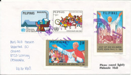 Philippines Air Mail Cover Sent To Denmark POPE And Other Topic Stamps 1-12-1988 - Philippines