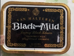 Ancient Empty Metal Tobacco Box VAN HALTEREN Black And Mild, Luxury Black Tobacco, Made In Germany, 11 X 8 X 2,5 Cm - Tabaksdozen (leeg)