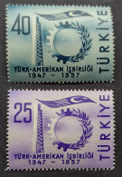 TURKEY 1957 - 10th Anniversary Of Turkish American Callobration, Complete Set Of 2v. MH Mint Very Slightly Hinged - Neufs