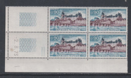 France N° 1758 XX  Château De Gien En Bloc De 4 Coin Daté Du  2 . 8 . 73 ; 2 Traits Sans Charnière, TB - 1970-1979