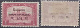 Hongrie De L'Ouest Sopron 1921 Non Emis Népszavazas Mi  VI * (K7) - Zonder Classificatie