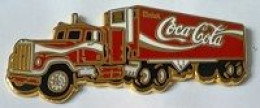 Pin' S  Double  Attaches N° 033/100,Transport  Camion Rouge, Boisson  Coca-Cola  Drink,( 80 MmX30 Mm ) Voir  Description - Coca-Cola