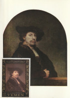 Carte Maximum - Rembrandt Self Portrait At The âge Of 34 - Yémen