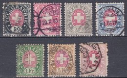 Suisse Télégraphe 1881 N° 13-19 Croix Suisse - Inscription TELEGRAPHIE - Papier Granit (J28) - Telegraafzegels