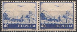 Suisse Poste Aérienne 1948 N° 43 Paire MH * Mont Valais Et Avion Nouvelles Couleurs (H3) - Unused Stamps