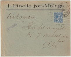 ESPAGNE - ESPAÑA - 1897 (20 Feb) Ed.215 5c Pelón Azul Sobre Carta (IMPRESOS) De Malaga A FINLANDIA (ABO / TURKU) - Storia Postale