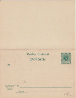 REICH - 1898 -  LIVRAISON GRATUITE A PARTIR De 5 EUR D'ACHAT ! CP ENTIER POSTAL REPONSE PAYEE - Postcards