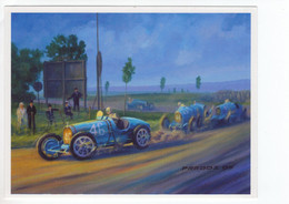 Bugatti Type 35 -  Grand Prix De Reims 1928  -  Pilote Louis Chiron  -  Artiste: Christophe Parodi -   Art Card  -  CPM - Grand Prix / F1