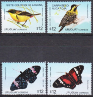 2009 URUGUAY Printemps Oiseaux Birds Butterflies Papillons Insects Aves   Yv 2407/10 - Uruguay