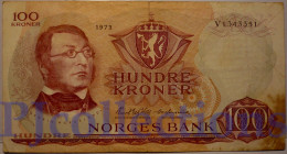 NORWAY 100 KRONER 1973 PICK 38g VF - Norway