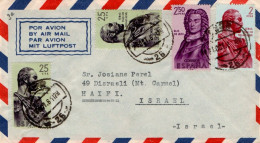 ESPAGNE AFFRANCHISSEMENT COMPOSE SUR LETTRE POUR ISRAEL 1961 - Lettres & Documents