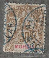 MOHELI - N°12 Obl (1906-07) 50c Bistre S Azuré - Used Stamps