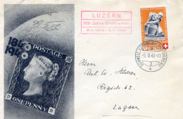 Lettre Avec Cachet Schweiz Automobil Postbureau 5 5 40 Et Timbre Pro Patria ZUM N°4 - Briefe U. Dokumente