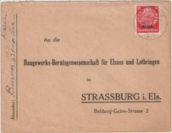 ALSACE - 1941 - LIVRAISON GRATUITE MONDE ENTIER A PARTIR De 5 EUR D'ACHAT ! ENVELOPPE De RIXHEIM => STRASBOURG - Storia Postale