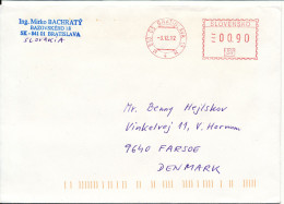 Slovakia Cover With Meter Cancel Bratislava 3-12-2012 Sent To Denmark - Lettres & Documents