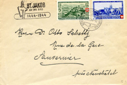 Lettre Avec Cachet Schweiz Automobil Postbureau 26 8 44 Timbre Propatria Zum N°22 Et 25 - Paysage Bâle - Storia Postale