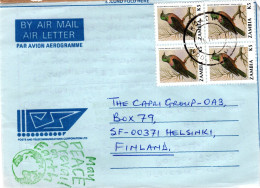 ZAMBIA, Letter, Western Bronze - Naped Pigeons     /    ZAMBIE, Lettre, Pigeons - Songbirds & Tree Dwellers