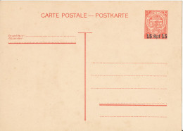 Luxembourg Postal Stationery Postcard Grand Duche Overprinted In Mint Condition - Stamped Stationery