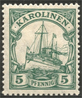 449 German Colonies Karolinen 5 Pf Voilier Sailing Ship MH * Neuf (GEC-12) - Isole Caroline