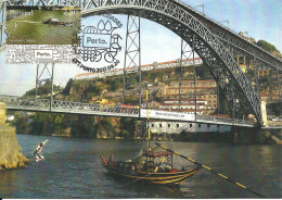 Carte Maximum - Portugal - Porto - Rio Douro - Barco Rabelo Sob A Ponte D. Luis - Bateau Ship - Cartes-maximum (CM)