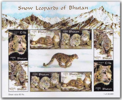 BHUTAN 2001 Himalaya,Snow Leopard,Cub,Animal,Panthera,Vulnerable, Sheetlet, MS MNH (**) RARE - Bhutan