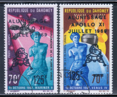 Dahomey 1969 Mi# 387-388 Used - Overprinted - Man’s 1st Landing On The Moon / Apollo 11 / Space - Benin – Dahomey (1960-...)