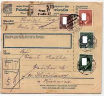 Böhmen Und Mähren 100 U.a. Auf Brief Als Mischfrankatur Paketkarte #KN362 - Autres & Non Classés