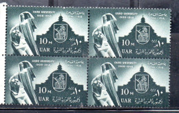 UAR EGYPT EGITTO 1958 50th ANNIVERSARY OF CAIRO UNIVERSITY 10m MNH - Unused Stamps