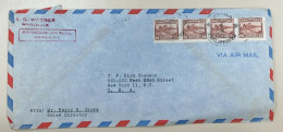 D)1947, PHILIPPINES, LETTER CIRCULATED FROM THE PHILIPPINES TO U.S.A, WITH FOUR STAMPS NATIONAL SYMBOLS, MAYON VOLCANO, - Filipinas