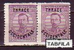 BULGARIA - 1920 - Tim.de 1919 Avec Surcharge "Thrace Occidentale" -  15st -  Mi No 22 - MNH Paire - Nuovi