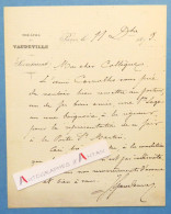 ● L.A.S 1879 Théâtre De Vaudeville - Signataire Gaudemar ? Carvalho - Porte Saint Martin - Billet / Lettre Autographe - Acteurs & Comédiens