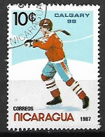 NICARAGUA    -   HOCKEY  SUR GLACE   -   1988.  JO De Calgary   Oblitéré - Hockey (Ice)