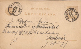Hungary  KK 1882 Nagy Szeben - Temesvar (Romania)  ... Am179 - Storia Postale