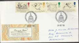 Engeland 1988, Letter Sent To Steenwijk, Netherland, Verse For Children - Storia Postale