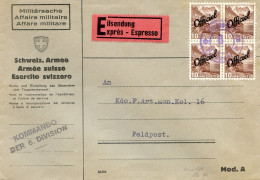 Lettre Des Affaires Militaire - Kommando Der 6 Division - Timbre Administratif 1942 Bloc De 4 Du N°48 Zum. - Cartas & Documentos