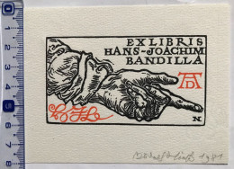 Exlibris Rudolf Niess, 1981. Main Albrecht Dürer. Ex-libris Rudolf Niess, 1981. Hand Albrecht Dürer - Ex-libris